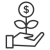 Black line drawing icon of a hand with a plant growing out of it with a dollar sign in the middle of the flower at the top