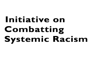 The words "Initiative on Combatting Systemic Racism" in black on a white background