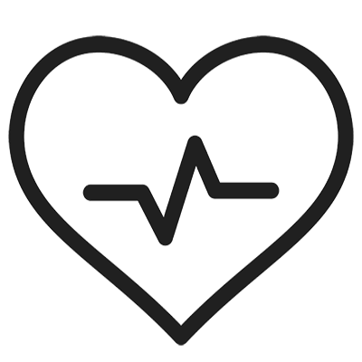 line drawing of a heart with a one pulse line in the middle of it